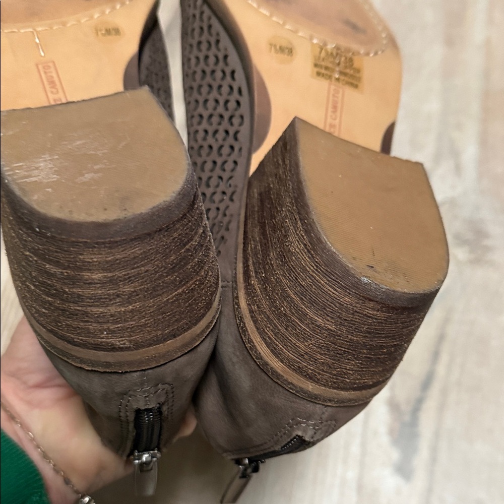 Vince Camuto Brown Perforated Sueded Leather Ankle Boots - Picture 8 of 10